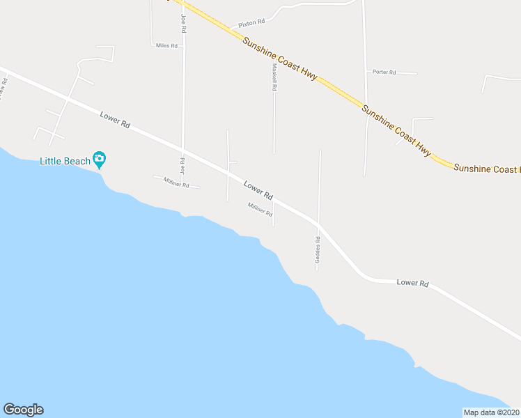 map of restaurants, bars, coffee shops, grocery stores, and more near 2412 Milliner Road in Roberts Creek