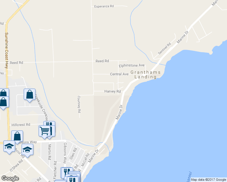 map of restaurants, bars, coffee shops, grocery stores, and more near 491 Woodland Ave in Gibsons