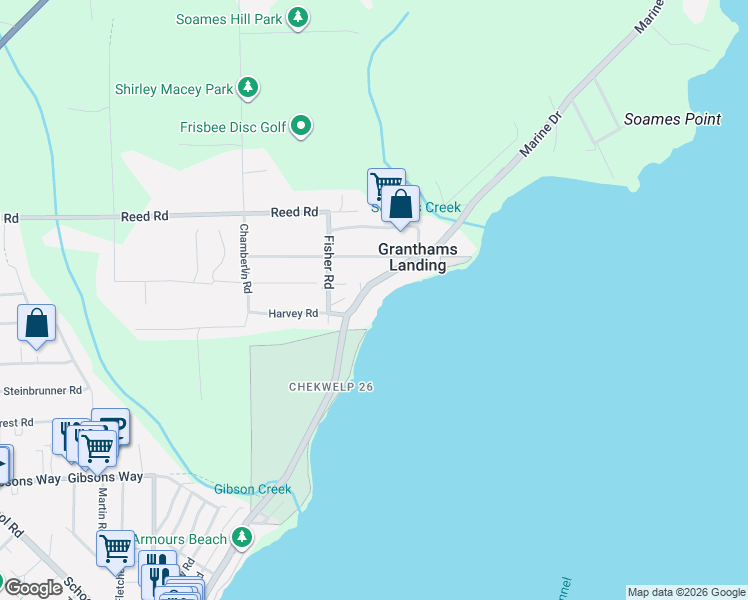 map of restaurants, bars, coffee shops, grocery stores, and more near 790 Marine Drive in Gibsons
