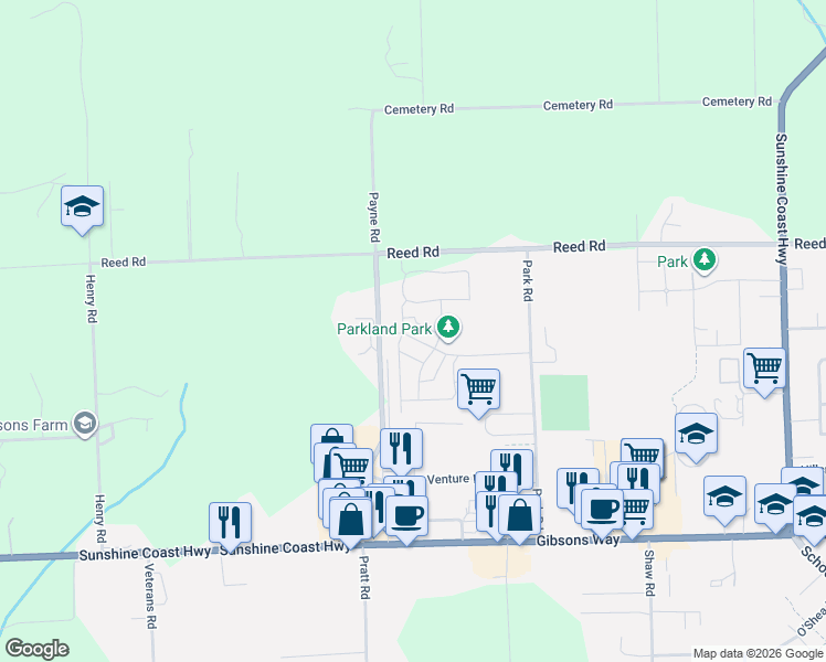 map of restaurants, bars, coffee shops, grocery stores, and more near 1048 Woodsworth Road in Gibsons