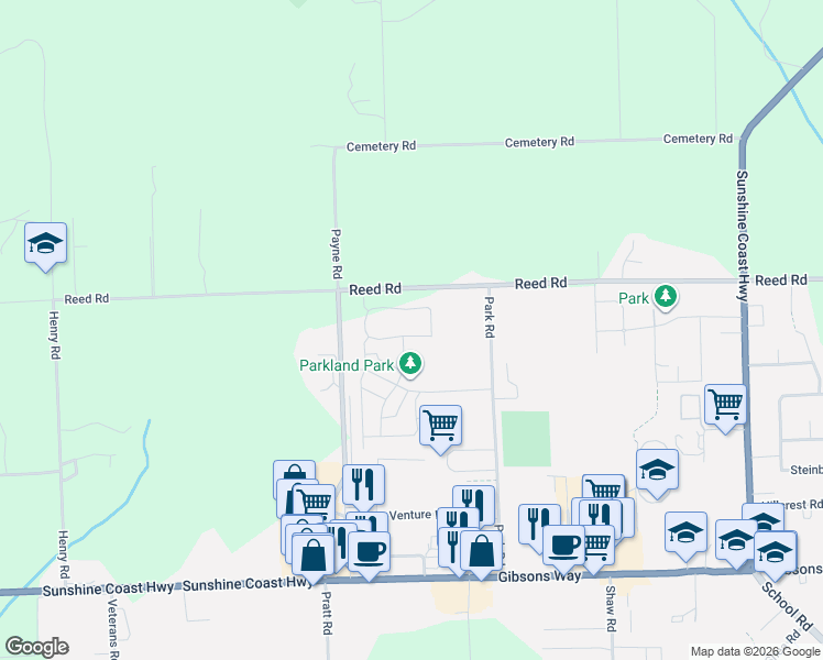map of restaurants, bars, coffee shops, grocery stores, and more near 1028 Celia Crescent in Gibsons