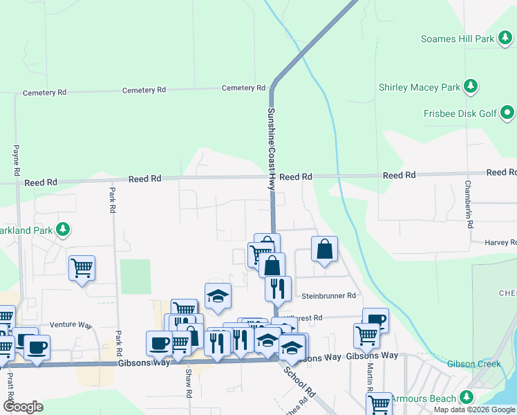 map of restaurants, bars, coffee shops, grocery stores, and more near 811 Aurora Way in Gibsons