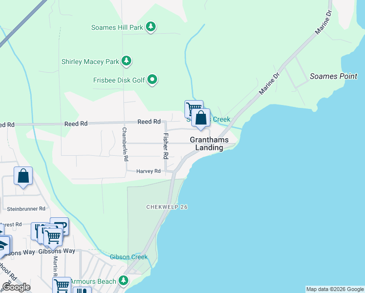 map of restaurants, bars, coffee shops, grocery stores, and more near 481 Central Avenue in Gibsons