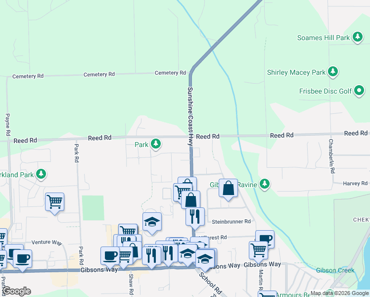 map of restaurants, bars, coffee shops, grocery stores, and more near 811 Aurora Way in Gibsons