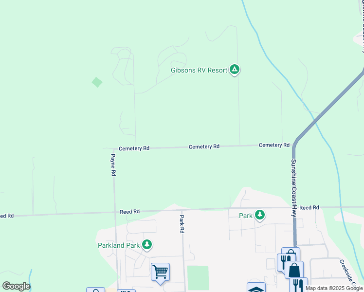 map of restaurants, bars, coffee shops, grocery stores, and more near 970 Cemetery Road in Gibsons