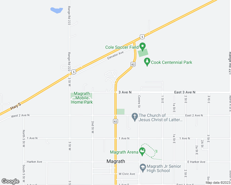 map of restaurants, bars, coffee shops, grocery stores, and more near 284 North 1 Street West in Magrath