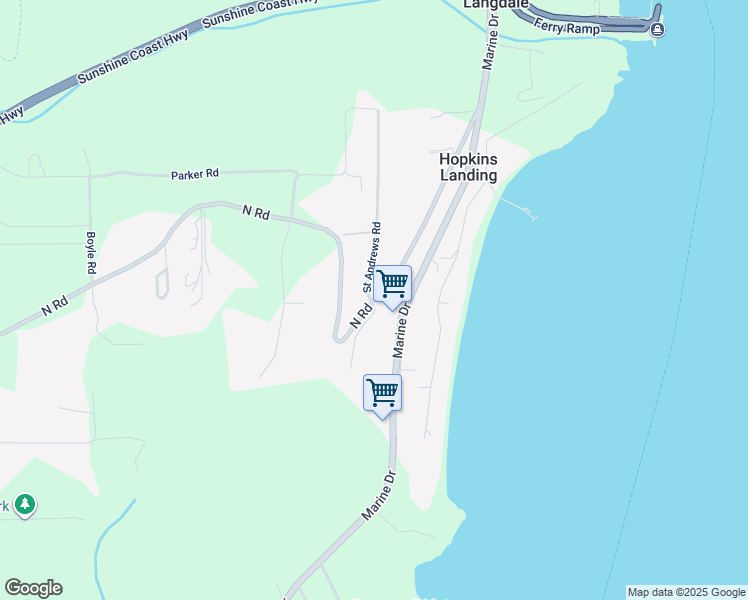 map of restaurants, bars, coffee shops, grocery stores, and more near 1708 North Road in Gibsons