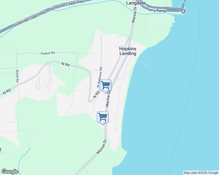map of restaurants, bars, coffee shops, grocery stores, and more near 1175 Marine Drive in Gibsons