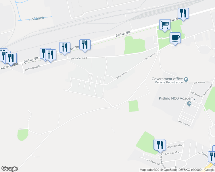 map of restaurants, bars, coffee shops, grocery stores, and more near 2918 Pulaski Barracks in Kaiserslautern