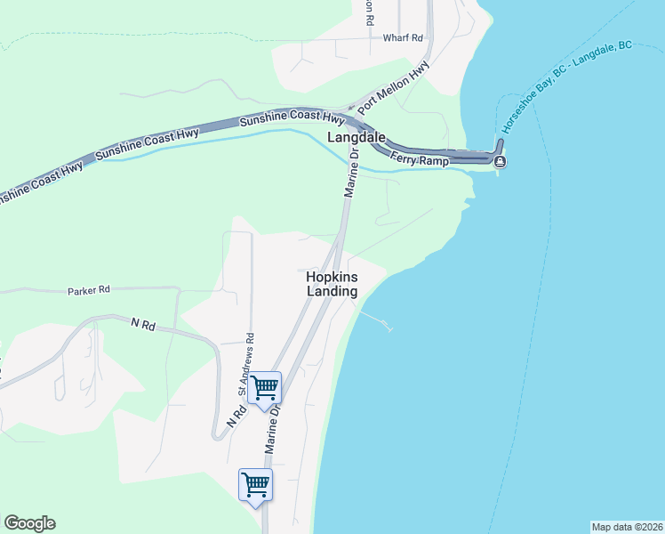 map of restaurants, bars, coffee shops, grocery stores, and more near in Sunshine Coast Regional District