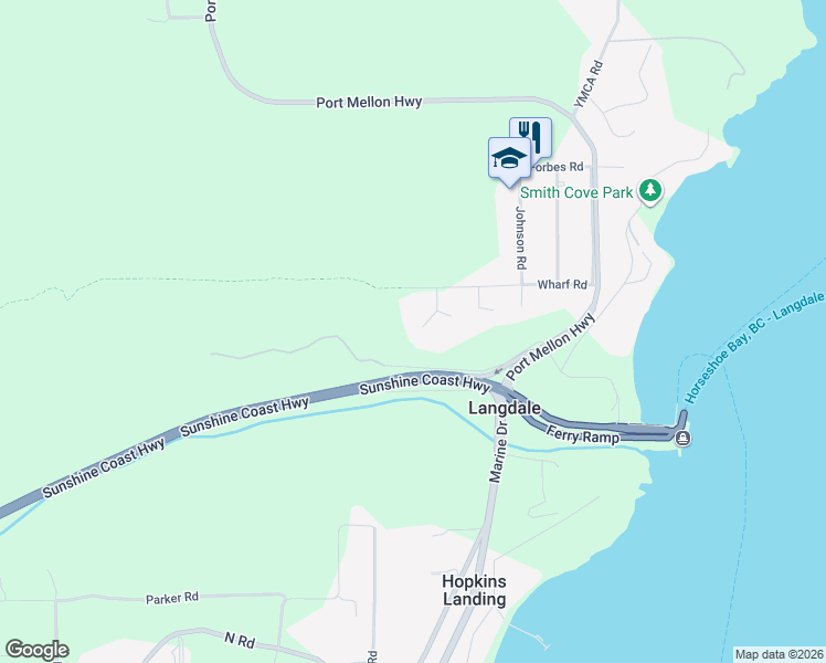 map of restaurants, bars, coffee shops, grocery stores, and more near 1453 Davidson Road in Gibsons