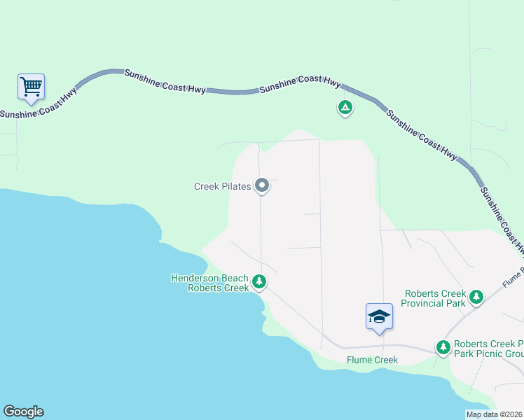 map of restaurants, bars, coffee shops, grocery stores, and more near 1484 Henderson Avenue in Roberts Creek