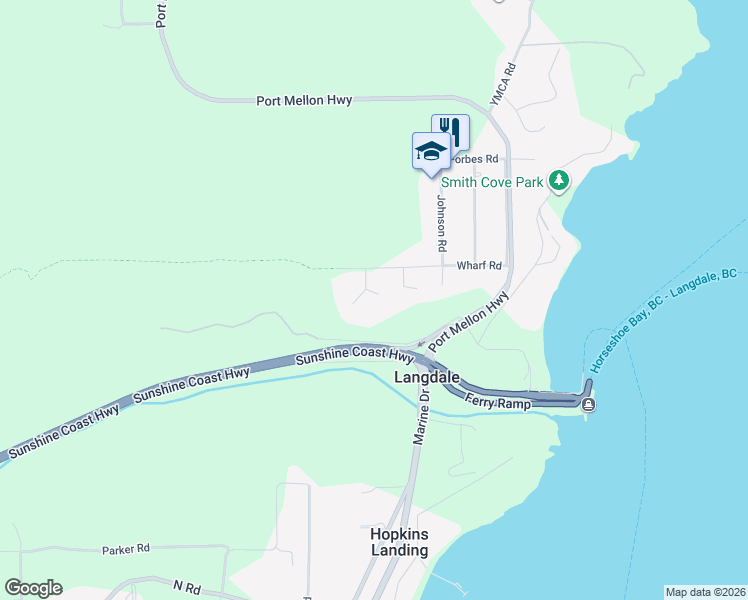map of restaurants, bars, coffee shops, grocery stores, and more near 1464 Davidson Road in Gibsons
