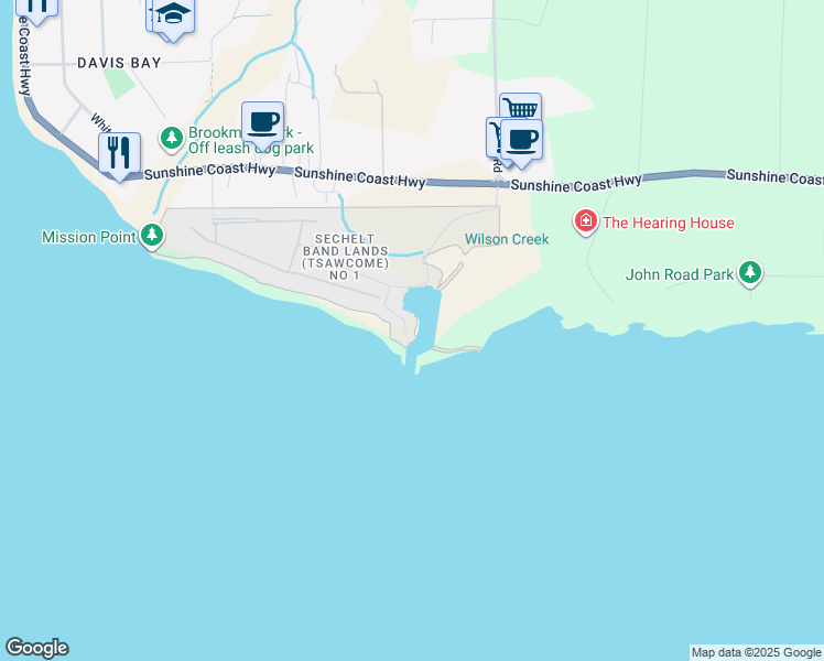 map of restaurants, bars, coffee shops, grocery stores, and more near 1585 Field Road in Sechelt