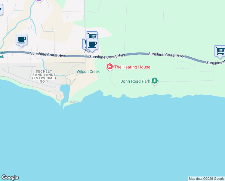 map of restaurants, bars, coffee shops, grocery stores, and more near 1537 McCullough Road in Sechelt