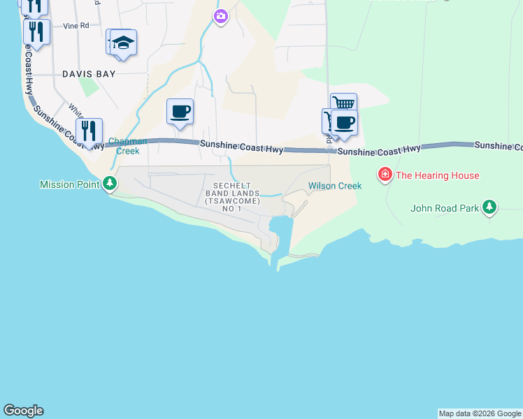map of restaurants, bars, coffee shops, grocery stores, and more near 4428 Stalashen Drive in Sechelt