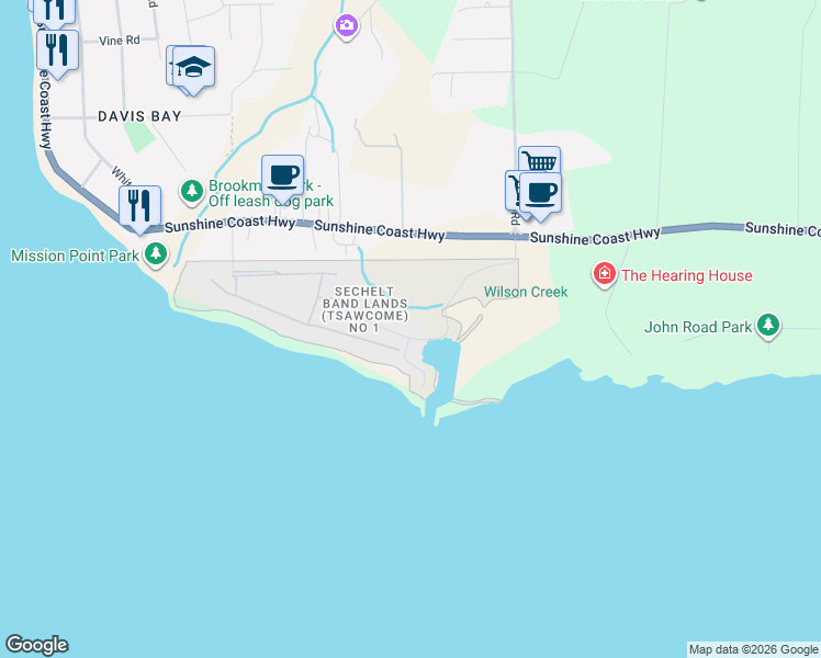 map of restaurants, bars, coffee shops, grocery stores, and more near 1585 Field Road in Sechelt