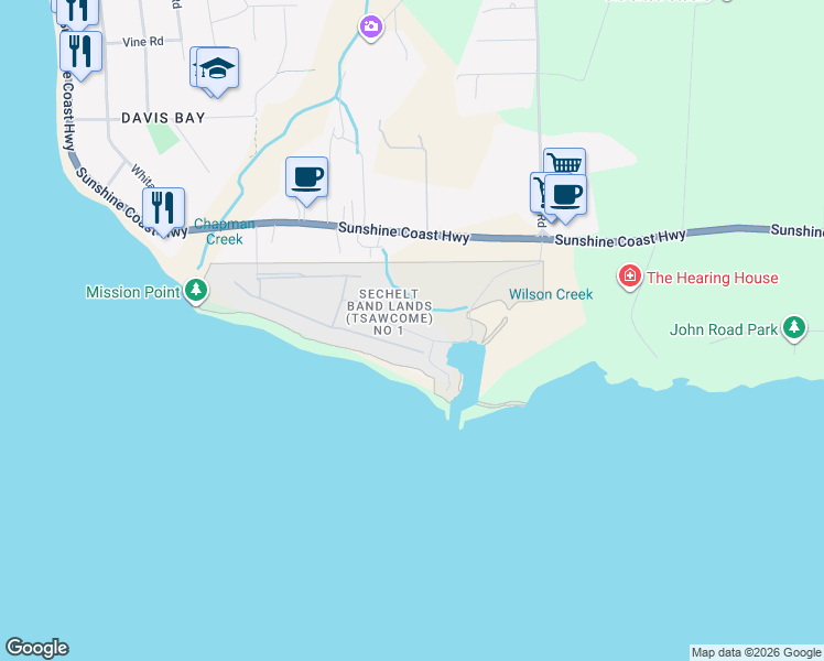 map of restaurants, bars, coffee shops, grocery stores, and more near 4428 Stalashen Drive in Sechelt