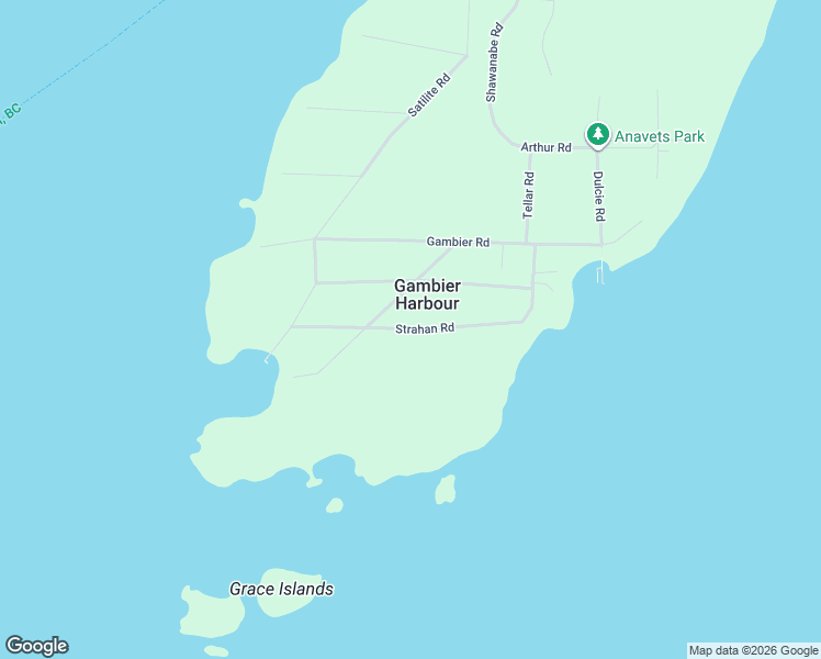 map of restaurants, bars, coffee shops, grocery stores, and more near Strahan Road in Gibsons