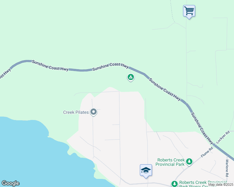 map of restaurants, bars, coffee shops, grocery stores, and more near 1559 Park Avenue in Roberts Creek