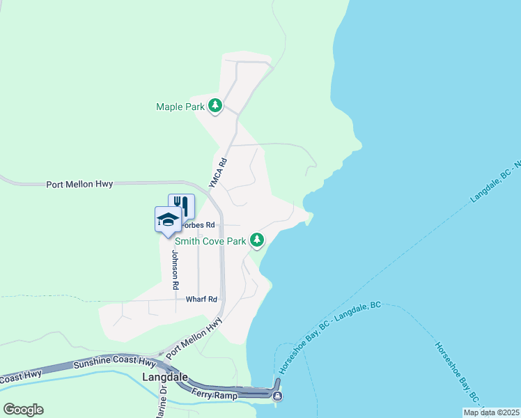map of restaurants, bars, coffee shops, grocery stores, and more near 63 Chadwick Road in Gibsons