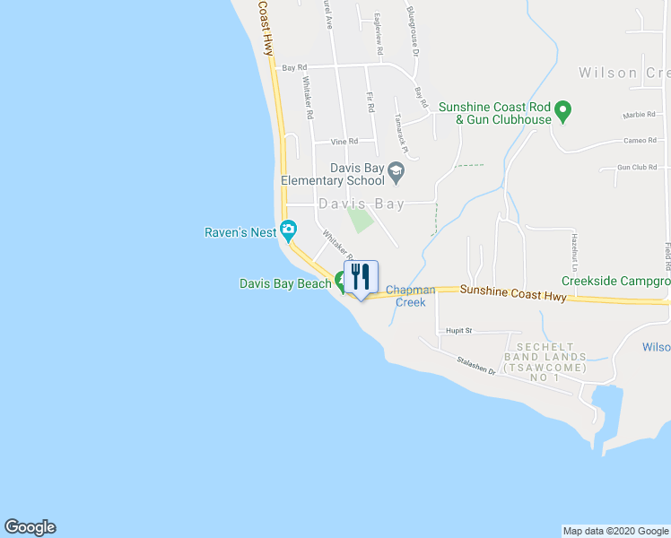 map of restaurants, bars, coffee shops, grocery stores, and more near 4636 Sunshine Coast Highway in Sechelt