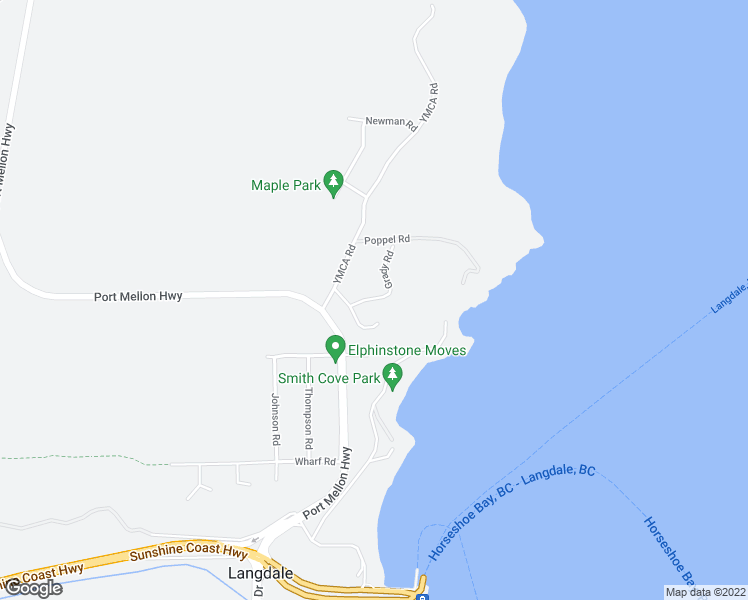 map of restaurants, bars, coffee shops, grocery stores, and more near 1602 Grady Road in Gibsons