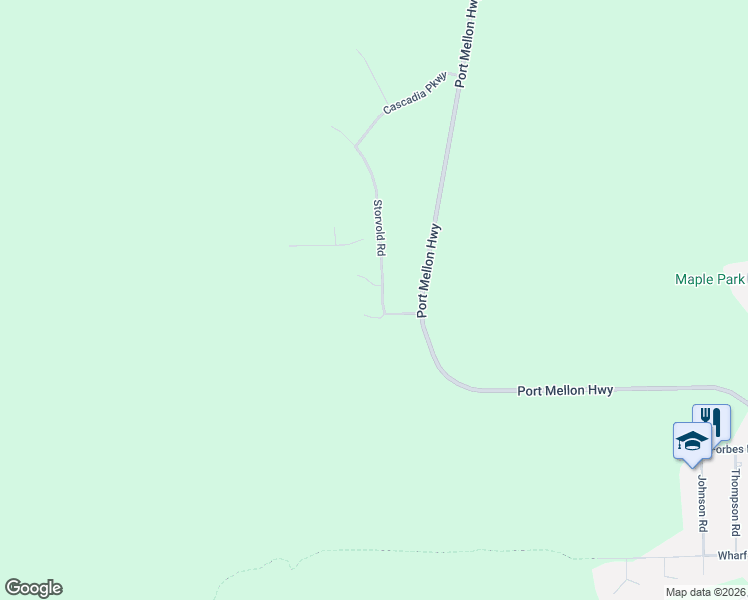 map of restaurants, bars, coffee shops, grocery stores, and more near 1685 Storvold Road in Gibsons