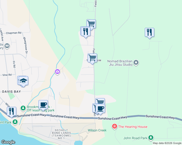 map of restaurants, bars, coffee shops, grocery stores, and more near 4363 Marble Road in Sechelt