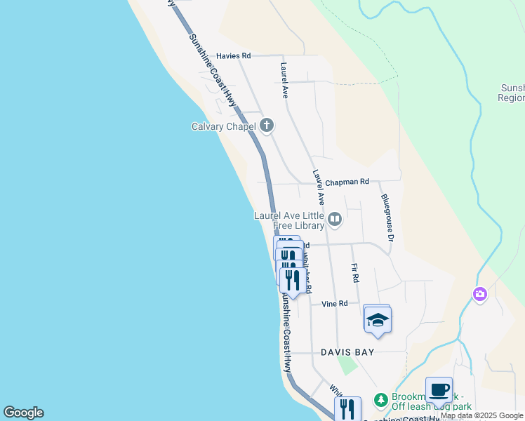 map of restaurants, bars, coffee shops, grocery stores, and more near 4857 Sunshine Coast Highway in Sechelt