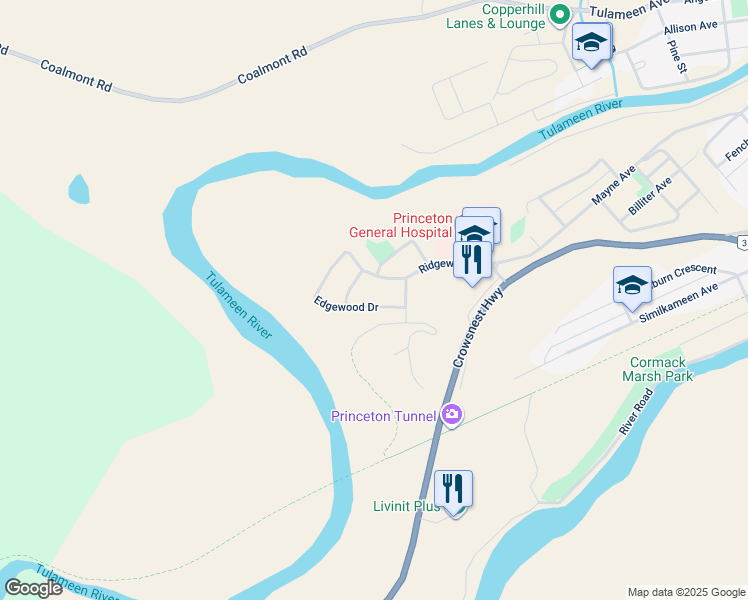 map of restaurants, bars, coffee shops, grocery stores, and more near 153 Edgewood Drive in Princeton