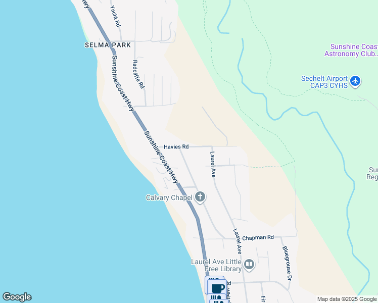 map of restaurants, bars, coffee shops, grocery stores, and more near 5217 Havies Road in Sechelt