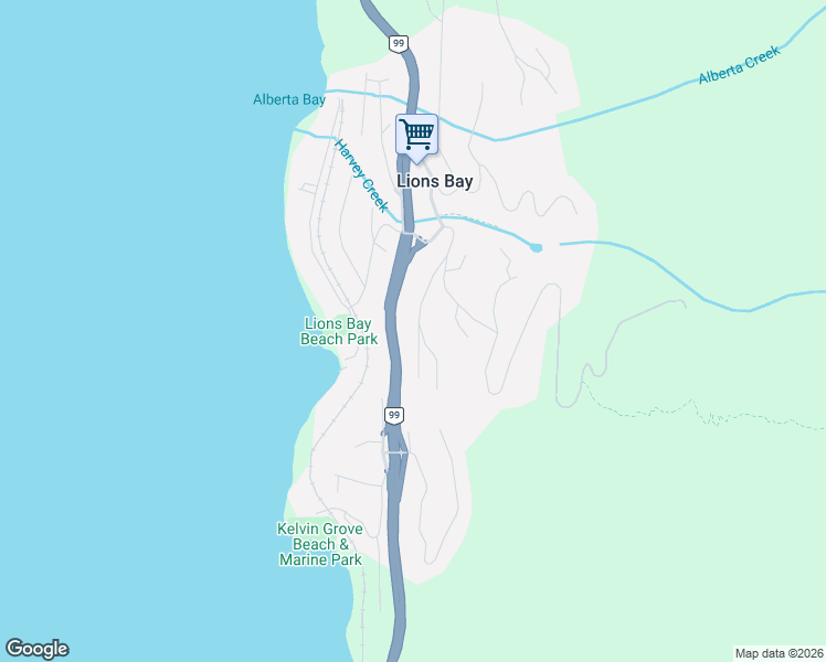 map of restaurants, bars, coffee shops, grocery stores, and more near 150 Panorama Road in Lions Bay