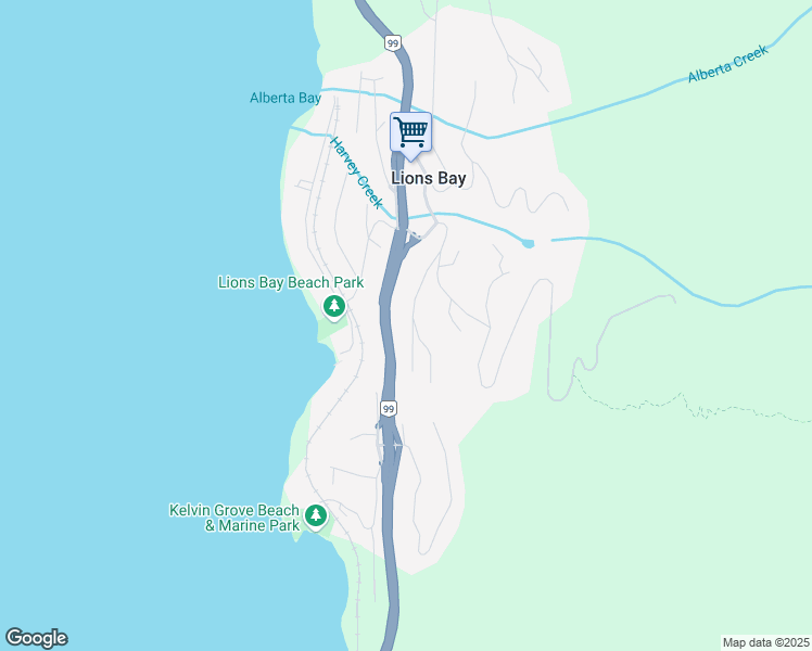 map of restaurants, bars, coffee shops, grocery stores, and more near 150 Panorama Road in Lions Bay