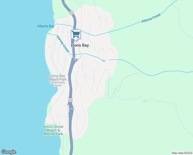 map of restaurants, bars, coffee shops, grocery stores, and more near 170 Highview Place in Lions Bay