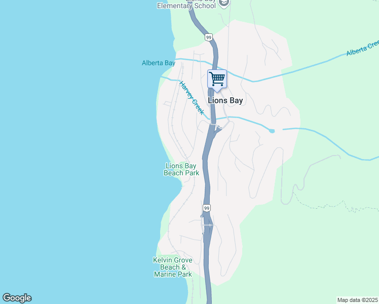 map of restaurants, bars, coffee shops, grocery stores, and more near 35 Lions Bay Avenue in Lions Bay