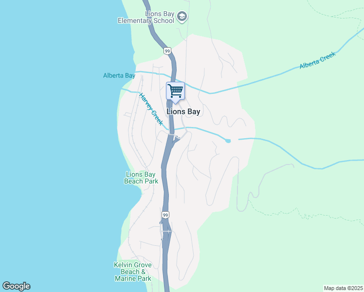 map of restaurants, bars, coffee shops, grocery stores, and more near 50 Panorama Road in Lions Bay