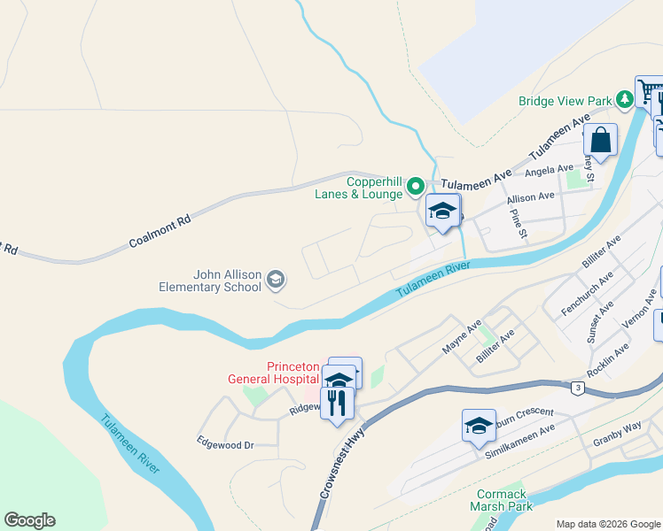 map of restaurants, bars, coffee shops, grocery stores, and more near 479 Corina Avenue in Coalmont