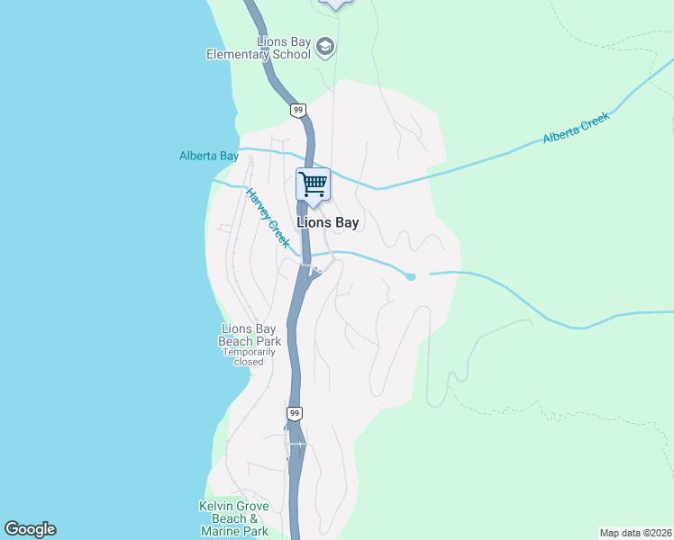 map of restaurants, bars, coffee shops, grocery stores, and more near 10 Oceanview Road in Lions Bay
