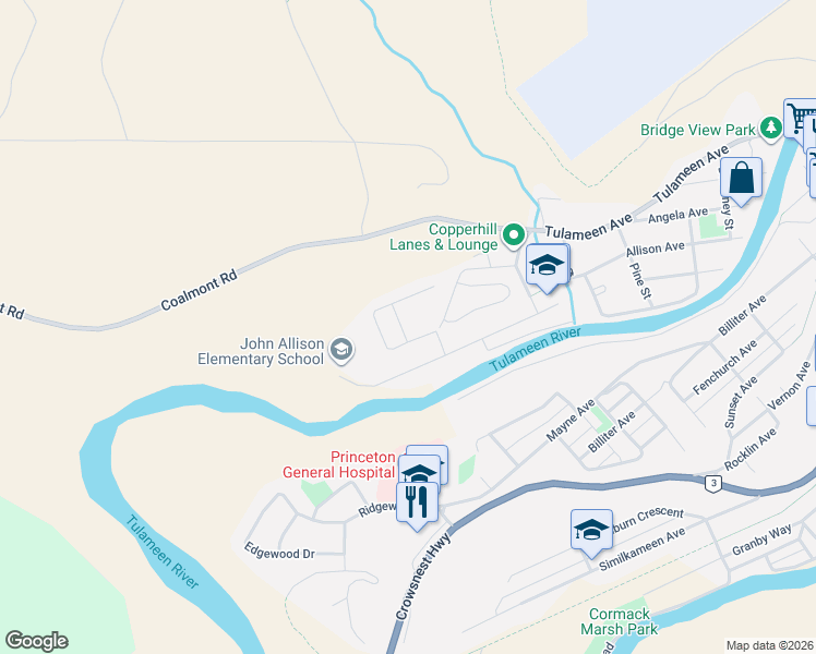 map of restaurants, bars, coffee shops, grocery stores, and more near 479 Corina Avenue in Coalmont
