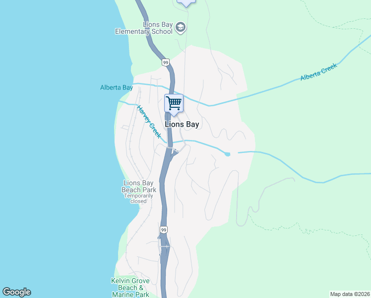 map of restaurants, bars, coffee shops, grocery stores, and more near 10 Oceanview Road in Lions Bay
