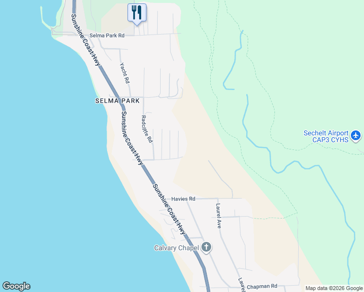 map of restaurants, bars, coffee shops, grocery stores, and more near 5104 Pam Road in Sechelt