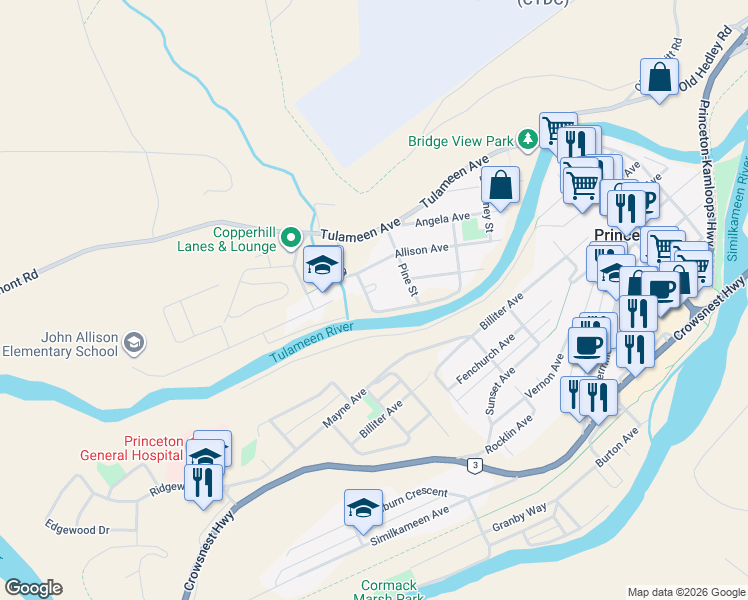 map of restaurants, bars, coffee shops, grocery stores, and more near 335 Nechiefman Street in Princeton