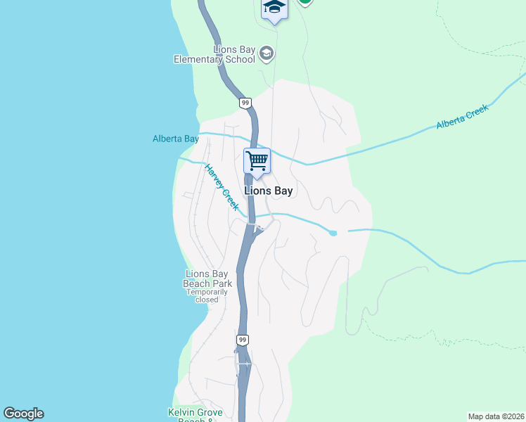 map of restaurants, bars, coffee shops, grocery stores, and more near 432 Crosscreek Road in Lions Bay