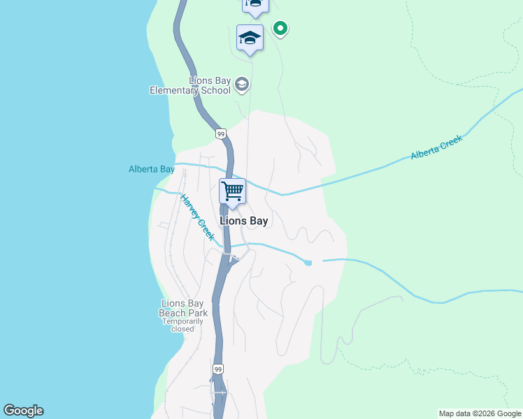 map of restaurants, bars, coffee shops, grocery stores, and more near 380 Bayview Place in Lions Bay