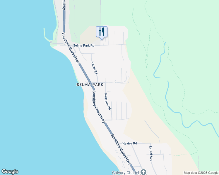 map of restaurants, bars, coffee shops, grocery stores, and more near 5174 Radcliffe Road in Sechelt