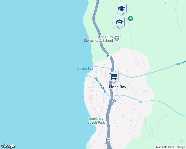 map of restaurants, bars, coffee shops, grocery stores, and more near 270 Lions Bay Avenue in Lions Bay