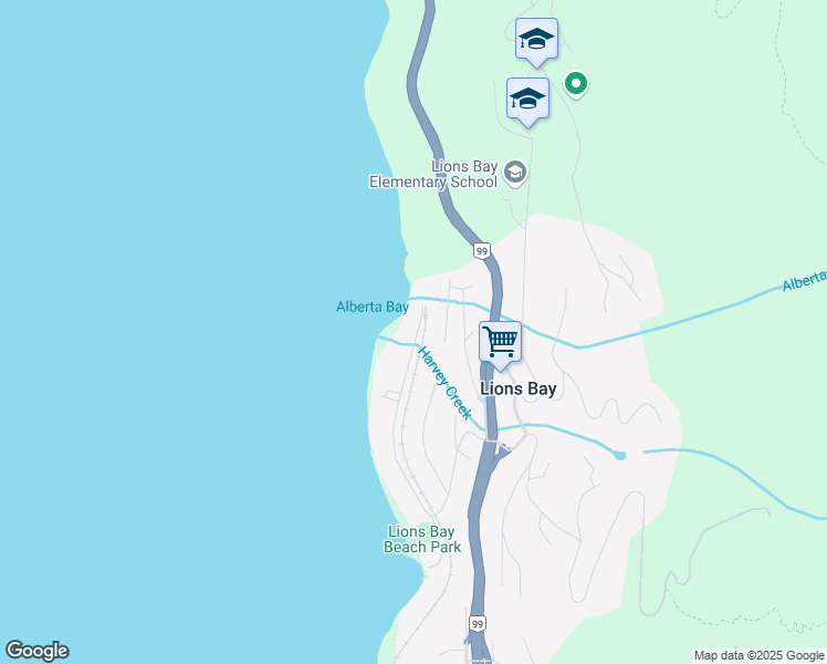 map of restaurants, bars, coffee shops, grocery stores, and more near 270 Lions Bay Avenue in Lions Bay