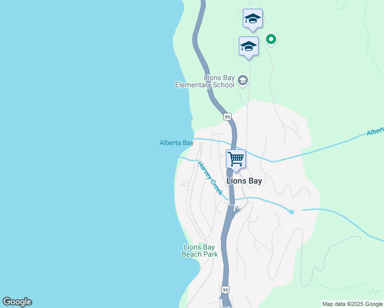 map of restaurants, bars, coffee shops, grocery stores, and more near 290 Lions Bay Avenue in Lions Bay