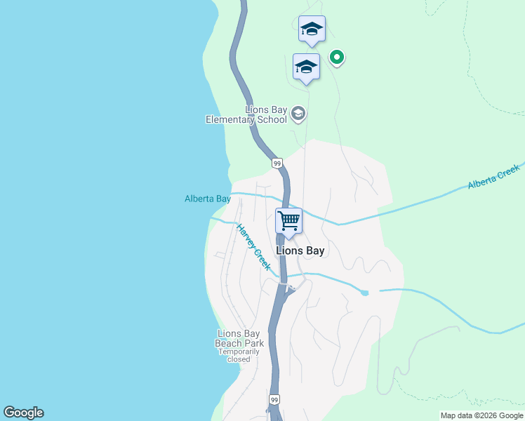 map of restaurants, bars, coffee shops, grocery stores, and more near 90 Isleview Place in Lions Bay